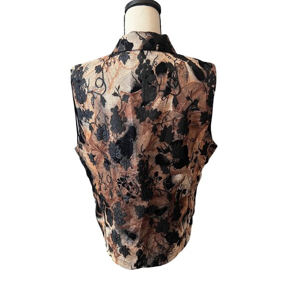 Christopher & Banks Vintage Floral Tapestry Vest With Zipper Closure & Collar - Picture 2 of 8